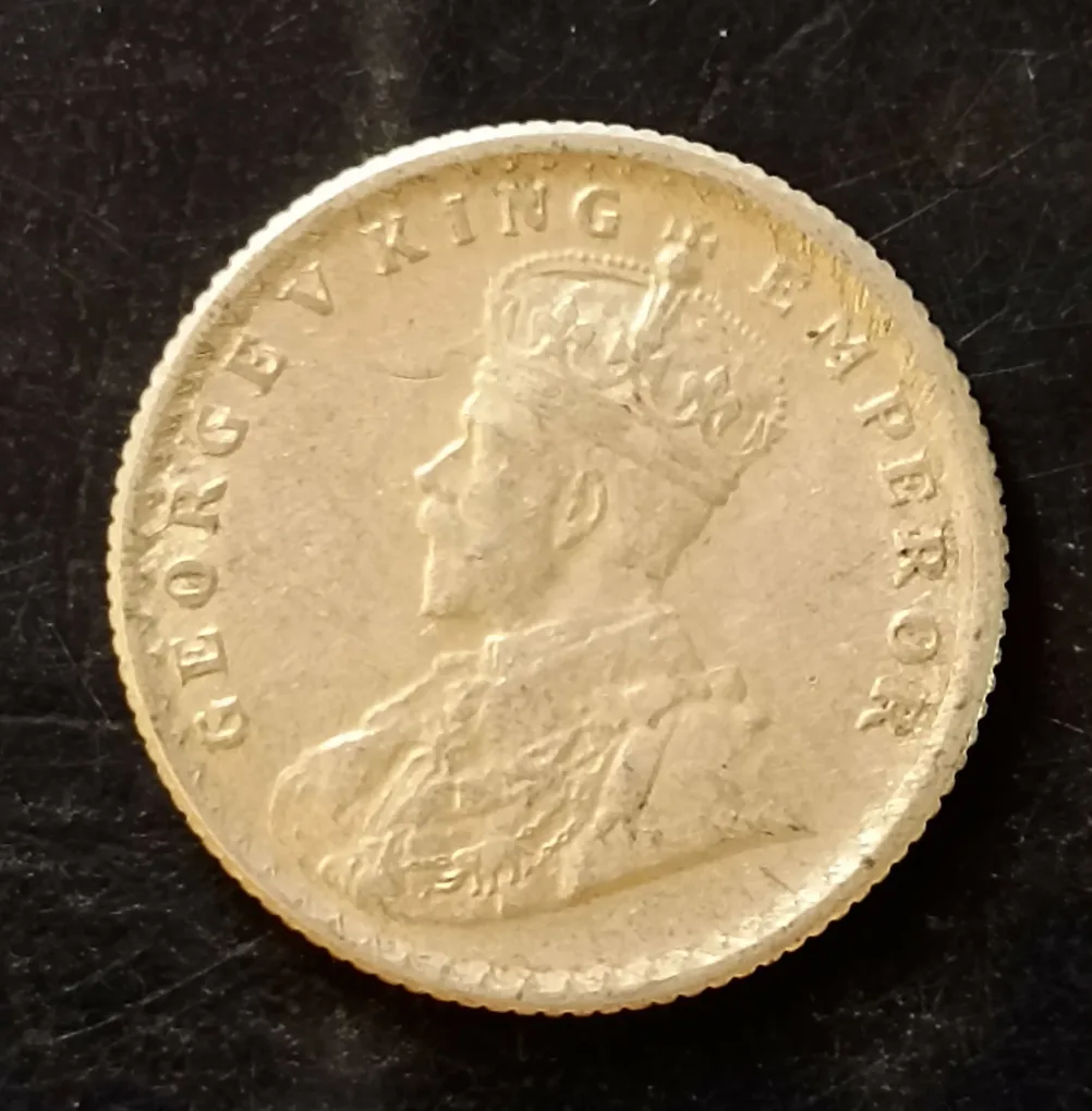 Silver British India  King and emperor George v  Denominaton 1/4₹ Year 1936 Same and similar piece available