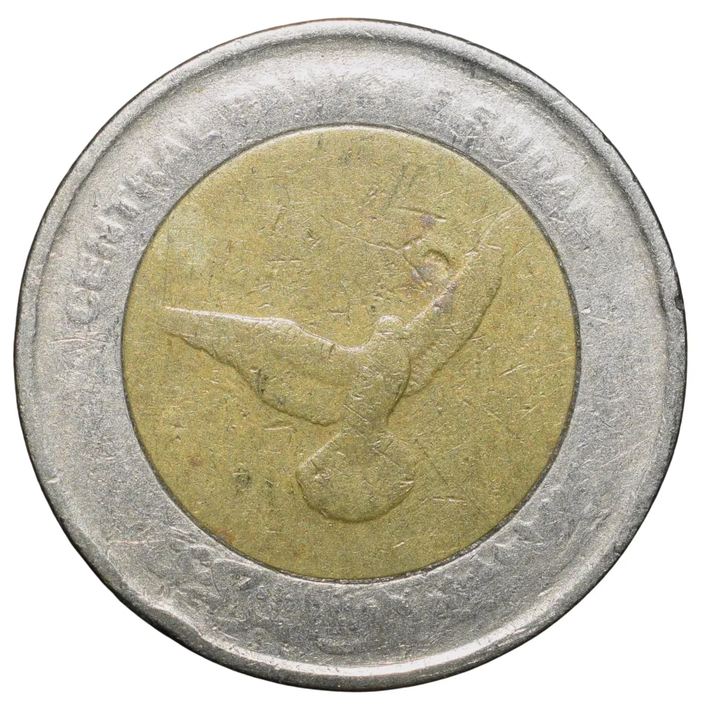 Bi-Metal 50 Piastres of Sudan (AD 2006) with Dove in flight