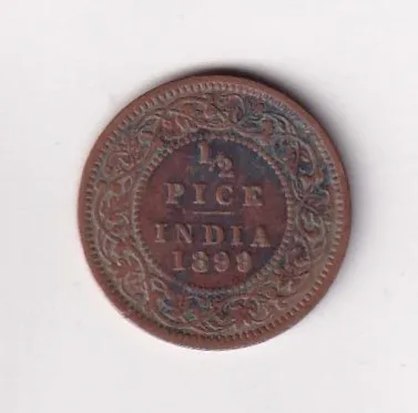 1899 British- India 1/2 Pice (Victoria) Calcutta Mint Rare Coin