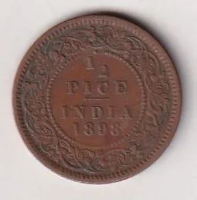 1898 British- India 1/2 Pice (Victoria) Calcutta Mint Rare Coin