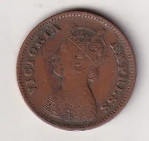 1898 British- India 1/2 Pice (Victoria) Calcutta Mint Rare Coin