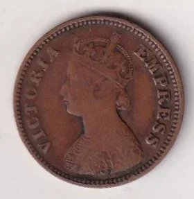 1898 British- India 1/2 Pice (Victoria) Calcutta Mint Rare Coin