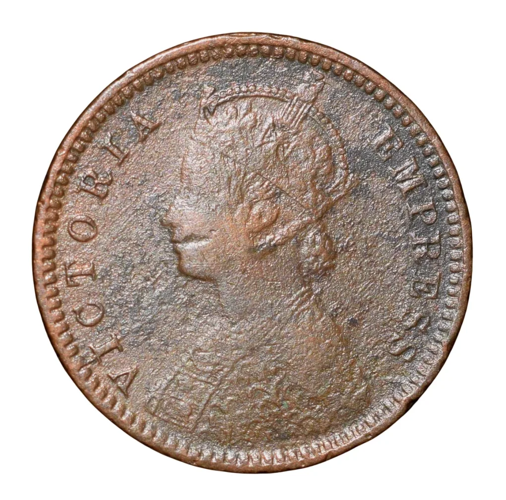 Copper 1/12 Anna of Victoria Empress (AD 1895) of Calcutta Mint Die-Clash/Ghost Image Error Rare