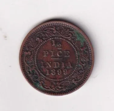1899 British- India 1/2 Pice (Victoria) Calcutta Mint Rare Coin