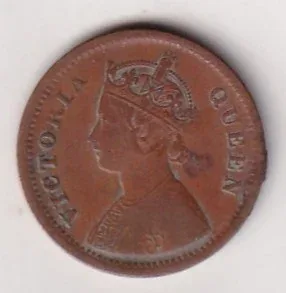1862 British- India 1/2 Pice (Victoria) Calcutta Mint Rare Coin