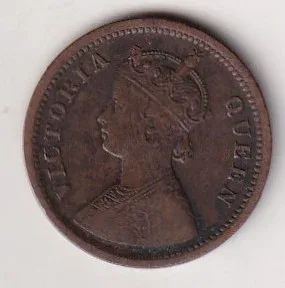 1862 British- India 1/2 Pice (Victoria) Calcutta Mint Rare Coin