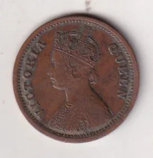 1862 British- India 1/2 Pice (Victoria) Calcutta Mint Rare Coin