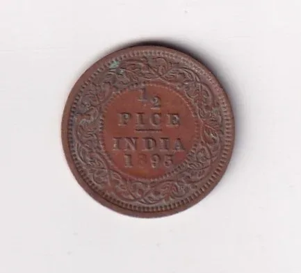 1893 British- India 1/2 Pice (Victoria) Calcutta Mint Rare Coin