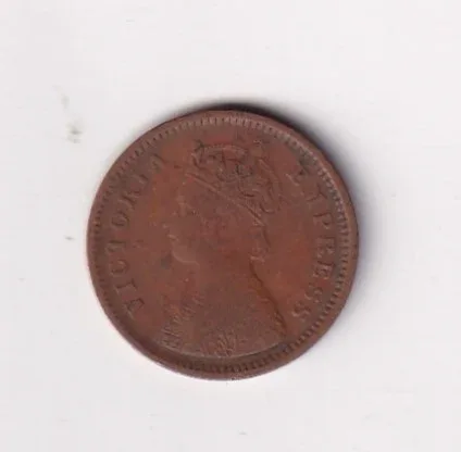 1893 British- India 1/2 Pice (Victoria) Calcutta Mint Rare Coin