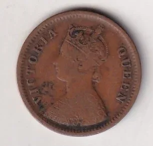 1862 British- India 1/2 Pice (Victoria) Calcutta Mint Rare Coin
