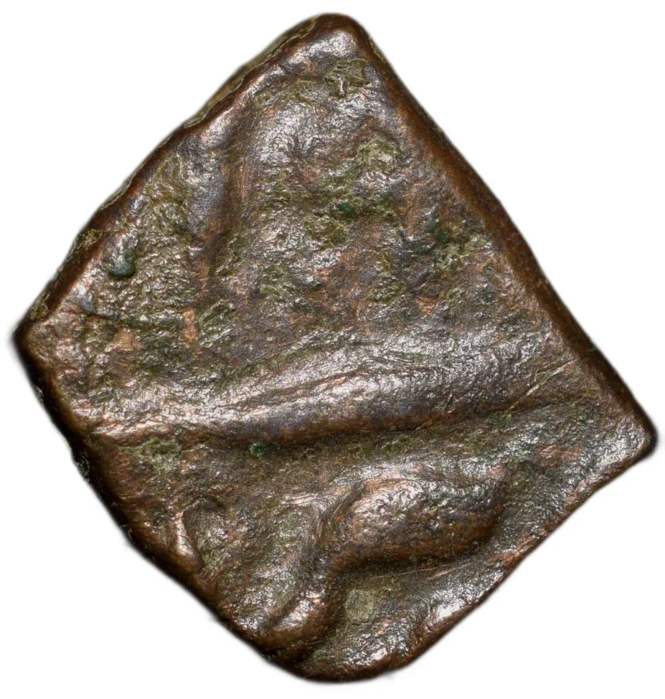 Copper 1/2 Falus of Akbar (AD 1556-1605) of Berar Mint Very Rare