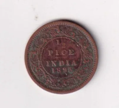 1895 British- India 1/2 Pice (Victoria) Calcutta Mint Rare Coin