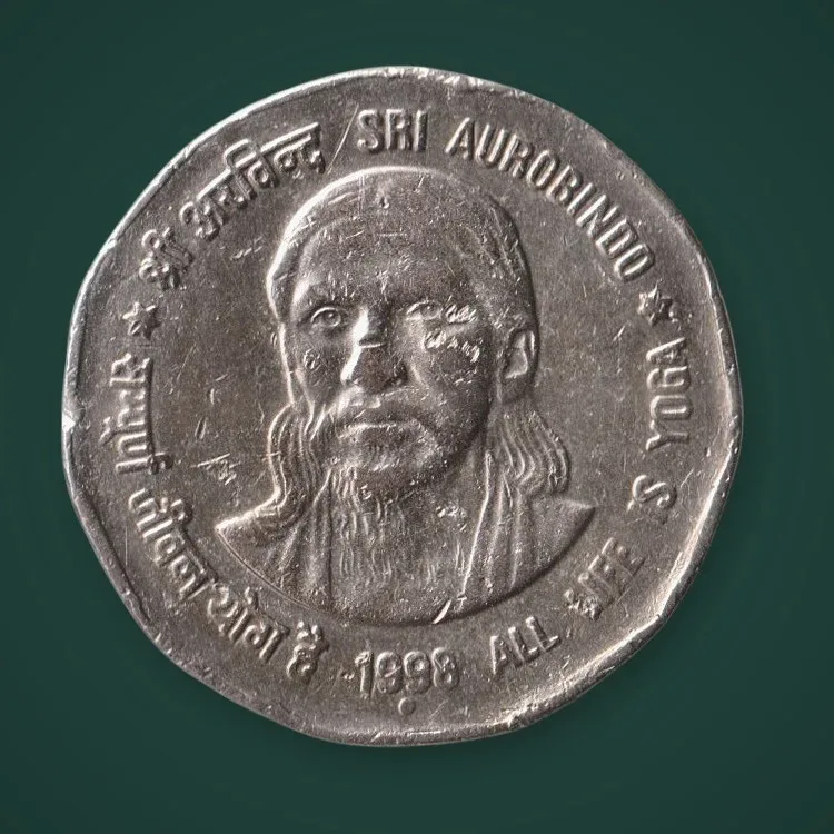 Rare 2 Rupee 1998 Sri Aurobindo All Life Is Yoga Commemorative Republic India Noida Mint Coin # A724