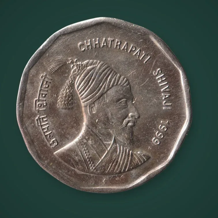 Rare 2 Rupee 1999 Chhatrapati Shivaji Commemorative Bombay Mint Republic of India Coinage India Coin # A728
