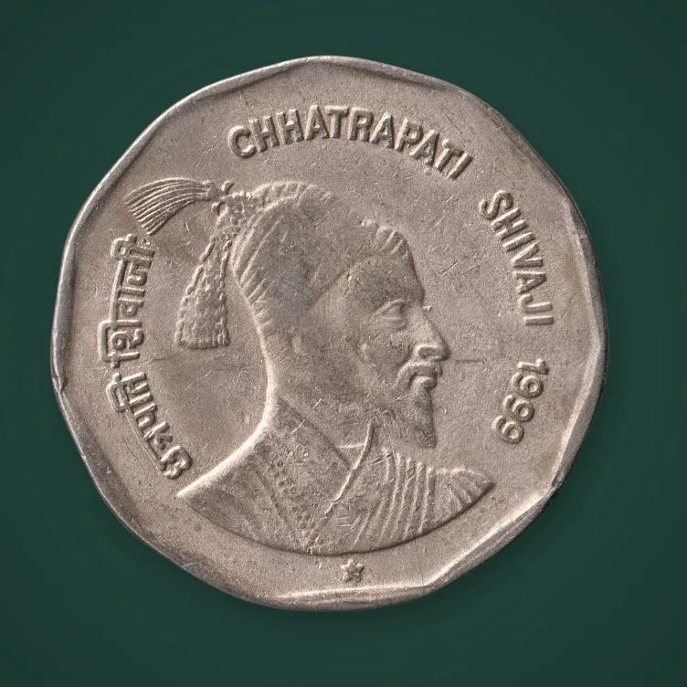 Rare 2 Rupee 1999 Chhatrapati Shivaji Republic India Hyderabad Mint Commemorative Coin # A731