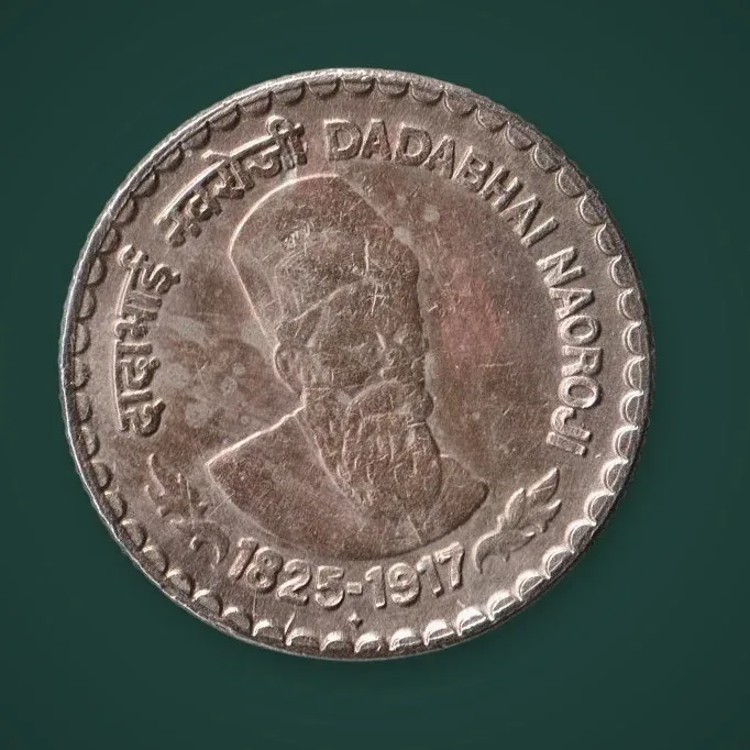 Rare 5 Rupees Issue Year 2002 Birth 1825-1917 Dadabhai Naoroji Republic of India Mumbai Mint Commemorative Coin # A743