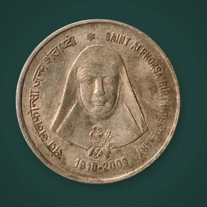 Rare 5 Rupees 2009 Saint Alphonsa Birth Centenary Republic of India Calcutta Mint Commemorative Coin # A745