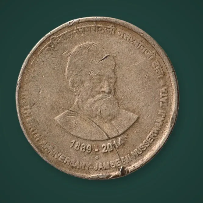 Rare 5 Rupee 2014 Jamsetji Nusserwanji Tata 175th Birth Anniversary Republic of India Noida Mint Coin # A760