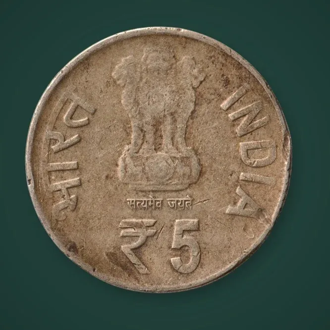 Rare 5 Rupee 2014 Jamsetji Nusserwanji Tata 175th Birth Anniversary Republic of India Noida Mint Coin # A760