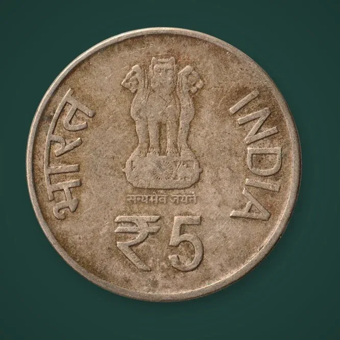 Rare 5 Rupee 1914-2013 Acharya Tulsi Birth Centenary Bombay Mint Republic of India Commemorative Coinage India Coin # A762