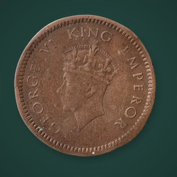 Extremely Rare 1/2 Pice 1938 KEY DATE George VI King Emperor Calcutta Mint British India Coin # A784