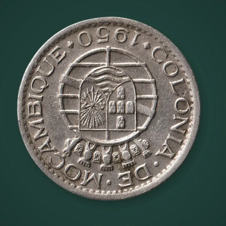 Rare 1 Escudo 1950 Colonia de Mocambique Portuguese Colonial Mozambique World Coin # A787