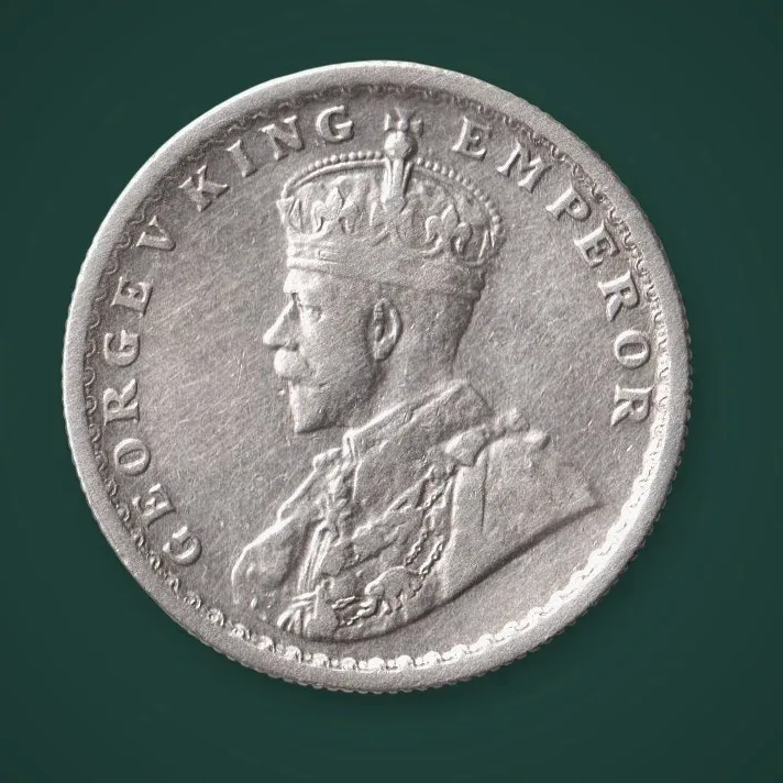 Rare Half Rupee 1926 King George V Silver British India Coin # A788