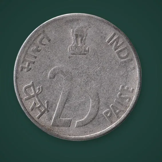 Rare 25 Paise 1994x Rhino Die Crack Cud Error over Date Republic India Coin # A797