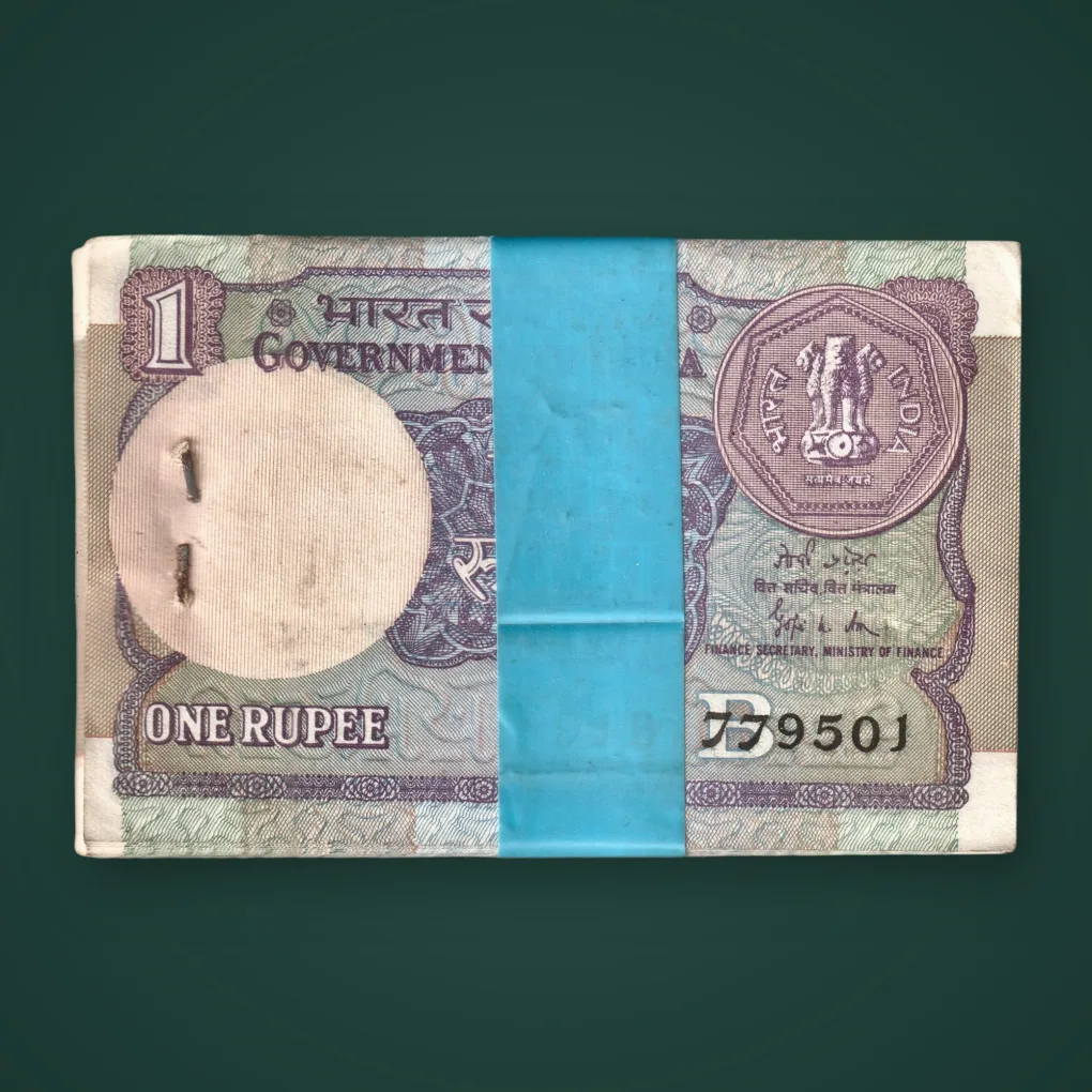 Rare 1 Rupee 1989 Gopi Kishan Arora Signature Stapled Bundle Republic India Note # A803