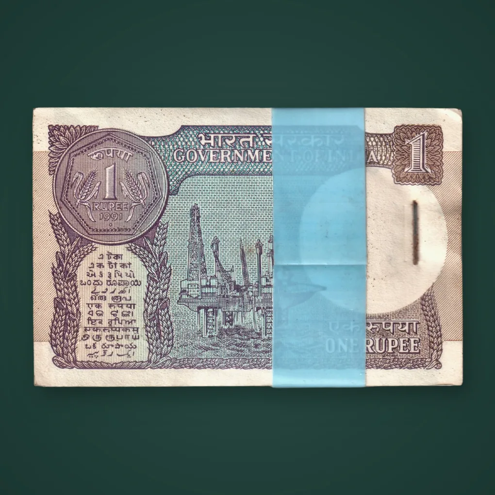 Rare 1 Rupee 1991 Bundle Montek Singh Ahluwalia Signature Inset B 46K Republic India Note # A807
