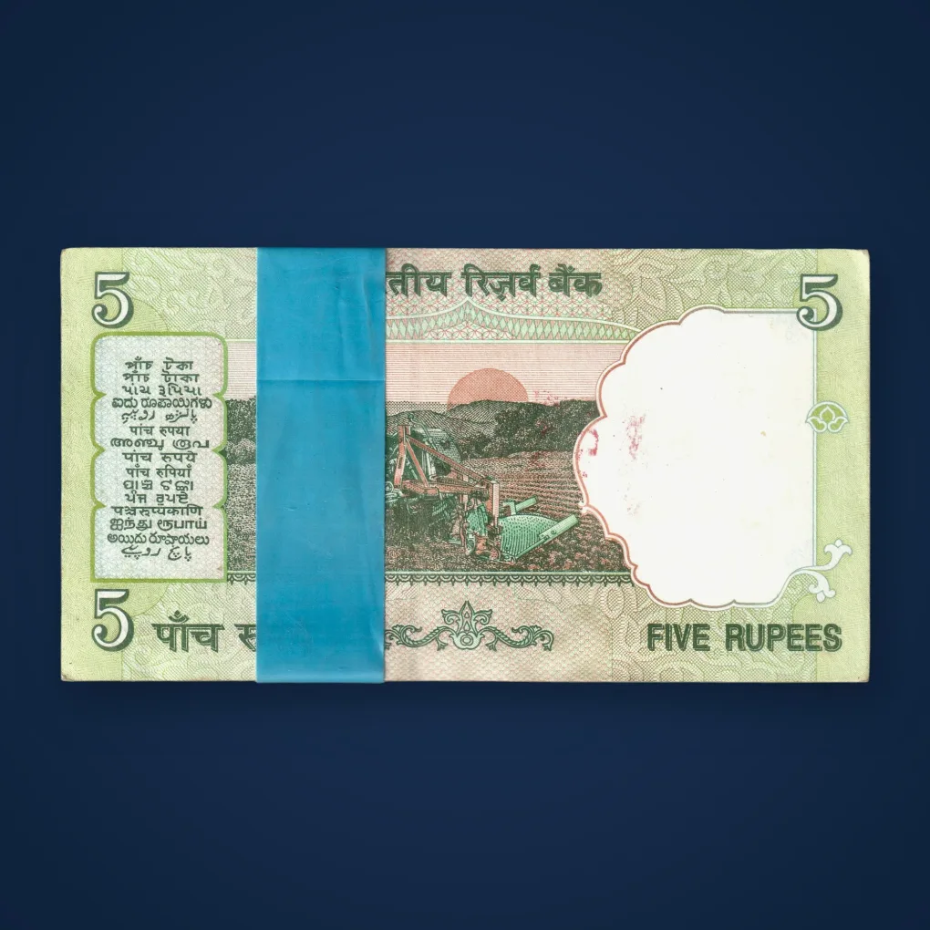 Rare ENK ERROR Serial No Print on First Note 5 Rupees Bimal Jalan Signature Gandhi Series Tractor Note Bundle Inset L Republic India Note # A814