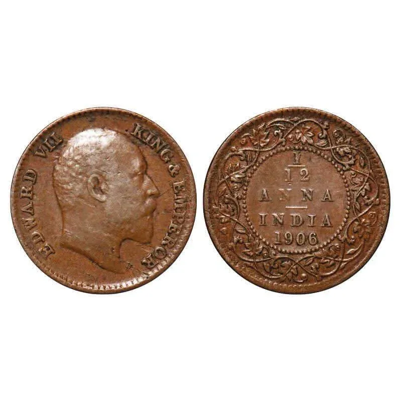 Rare Rare Edward VII 1/12 Anna Bronze Coin Rare Year 1906 Calcutta Mint British of India
