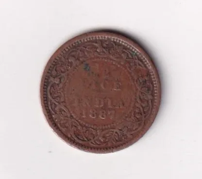 1887 British - India 1/2 Pice (Victoria) Calcutta Mint Rare Coin