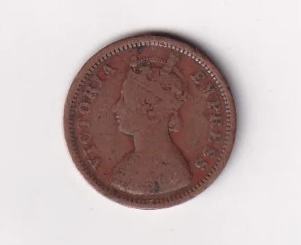 1887 British - India 1/2 Pice (Victoria) Calcutta Mint Rare Coin