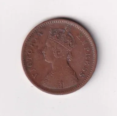 1889 British - India 1/2 Pice (Victoria) Calcutta Mint Rare Coin