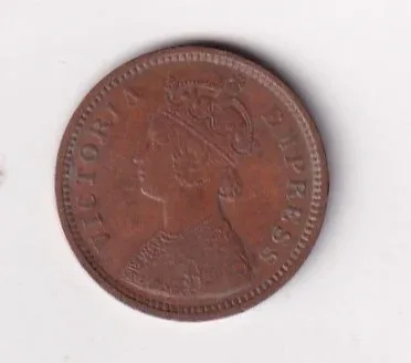 1889 British - India 1/2 Pice (Victoria) Calcutta Mint Rare Coin