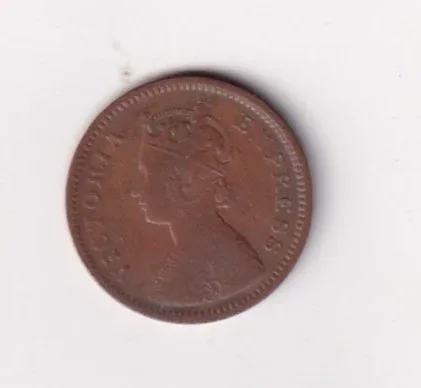 1889 British - India 1/2 Pice (Victoria) Calcutta Mint Rare Coin
