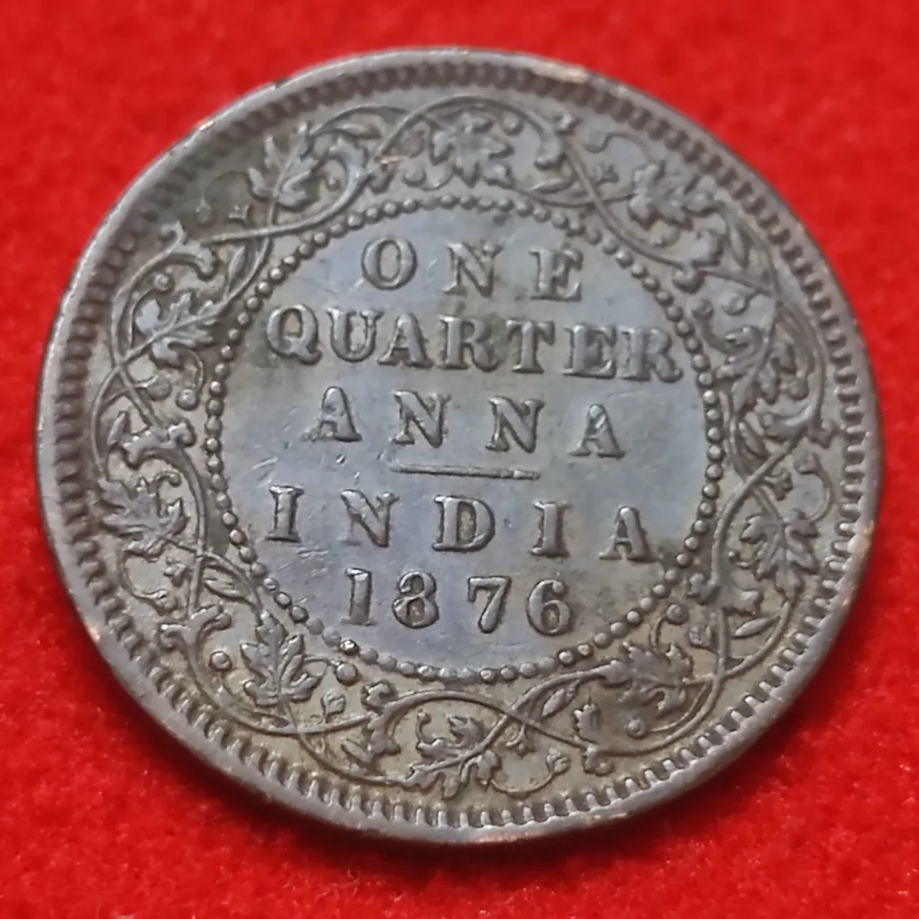 ONE QUARTER ANNA VICTORIA QUEEN 1876 CALCUTTA MINT