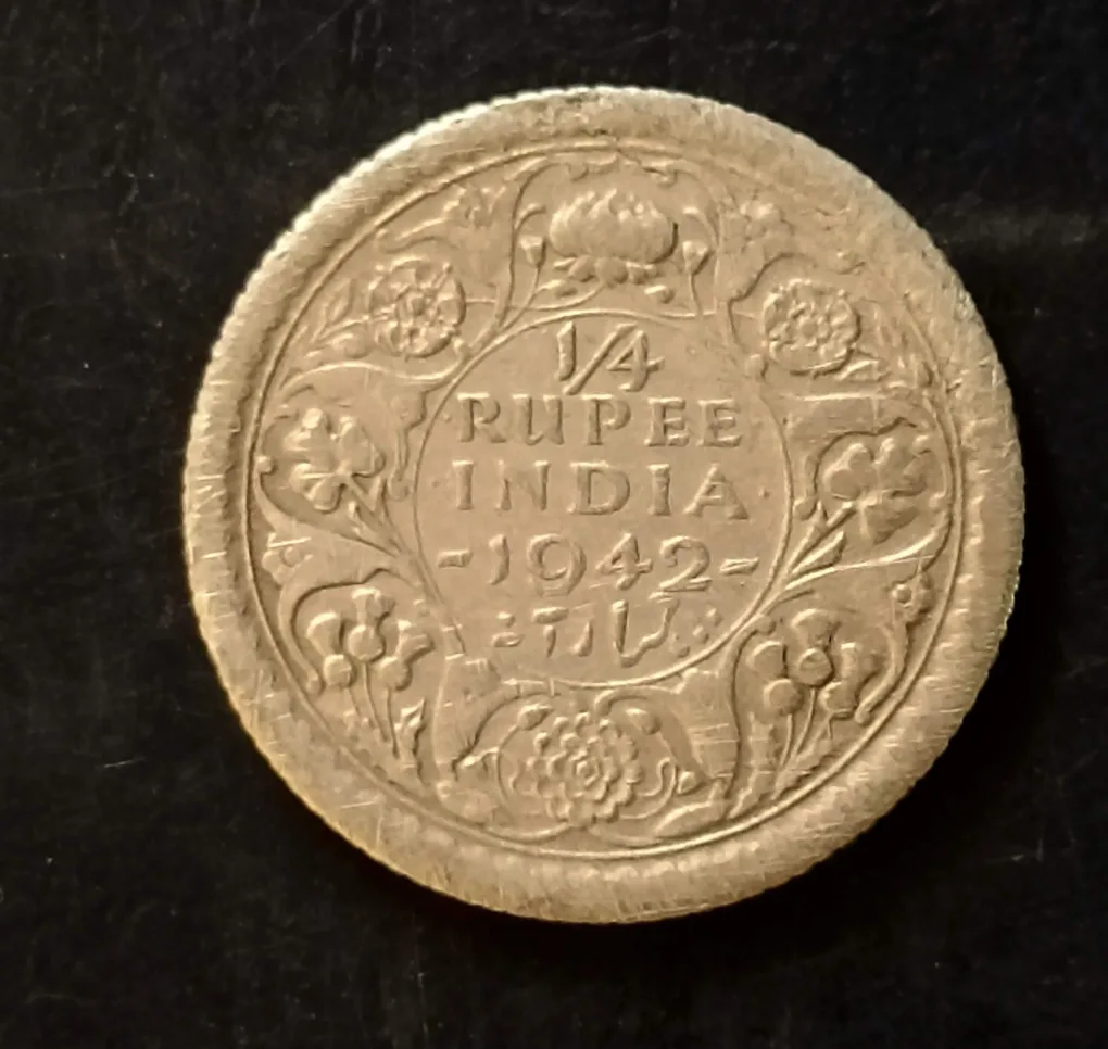Silver British India  King and emperor George v denominaton 1/4₹ Same and similar piece available