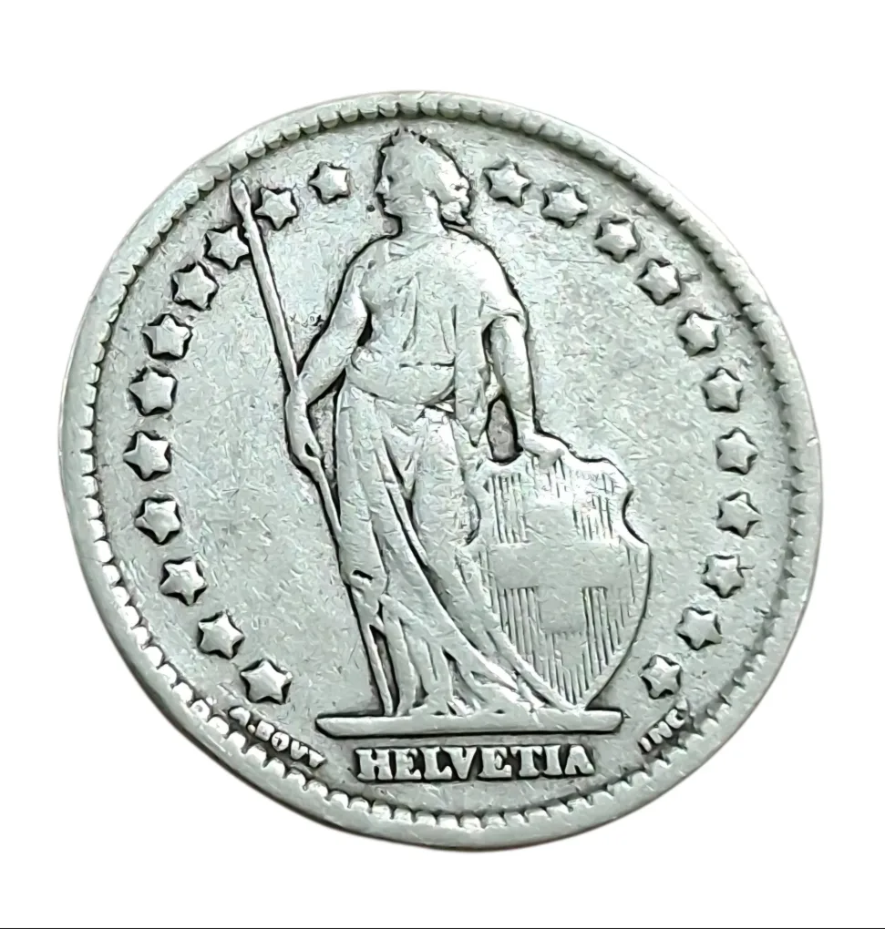 SWITZERLAND Silver 1 FRANC Year 1908 "HELVETICA" in Collectable Grade.
