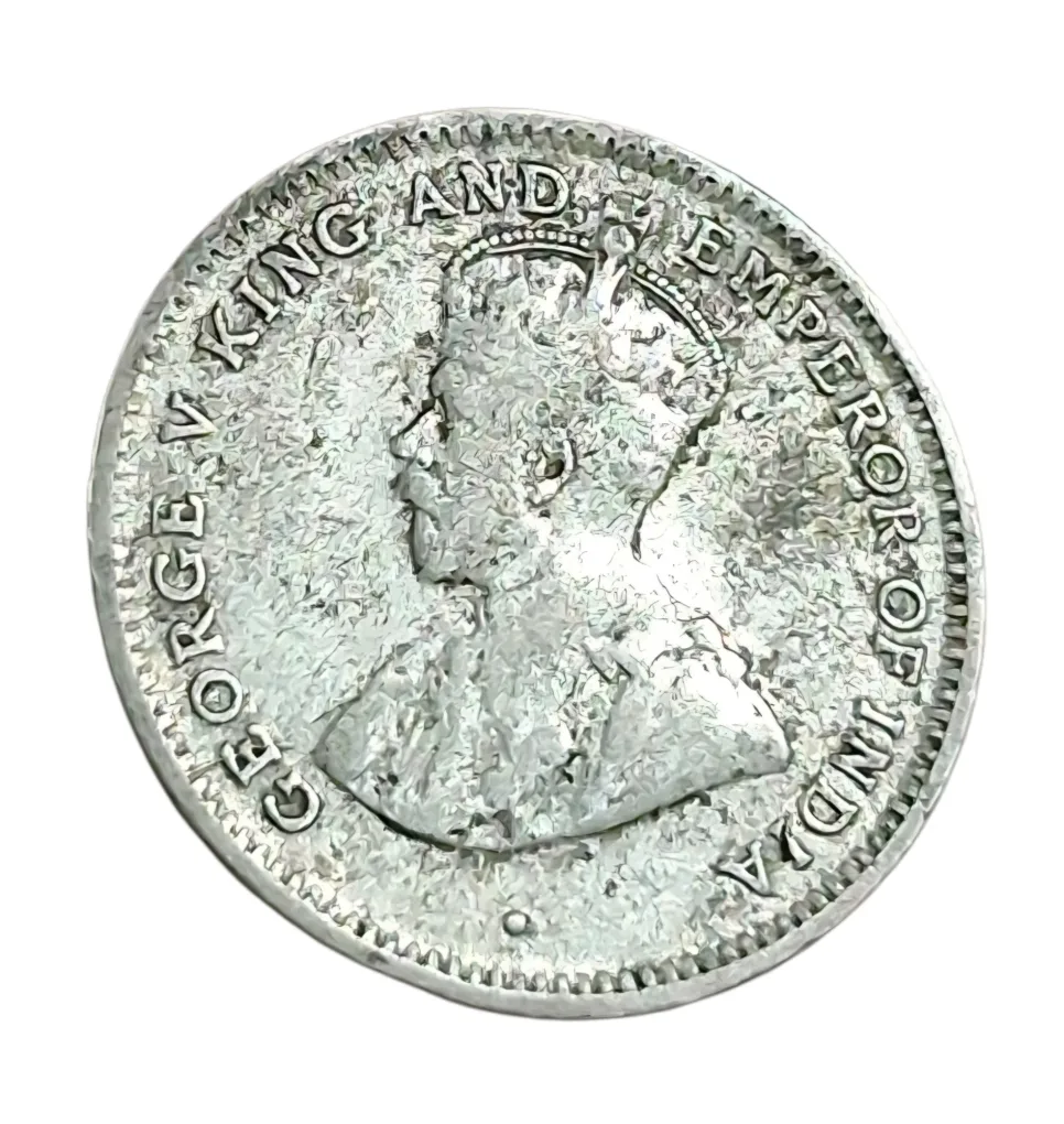 CEYLON Silver 25 CENTS Year 1925 King GEORGE-V Small Coinage **SCARE** Collectable Grade.