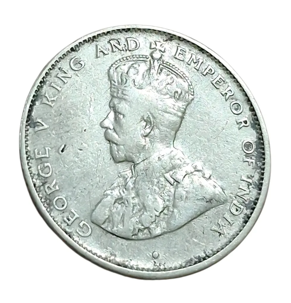 CEYLON Silver 50 CENTS Year 1917 King GEORGE-V **V.SCARE** High Collectable Grade.