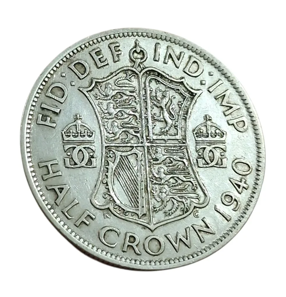 GREAT BRITAIN Silver "HALF CROWN" Year 1940 King GEORGE-VI "Big Size" **SCARE** High Collectable Grade.