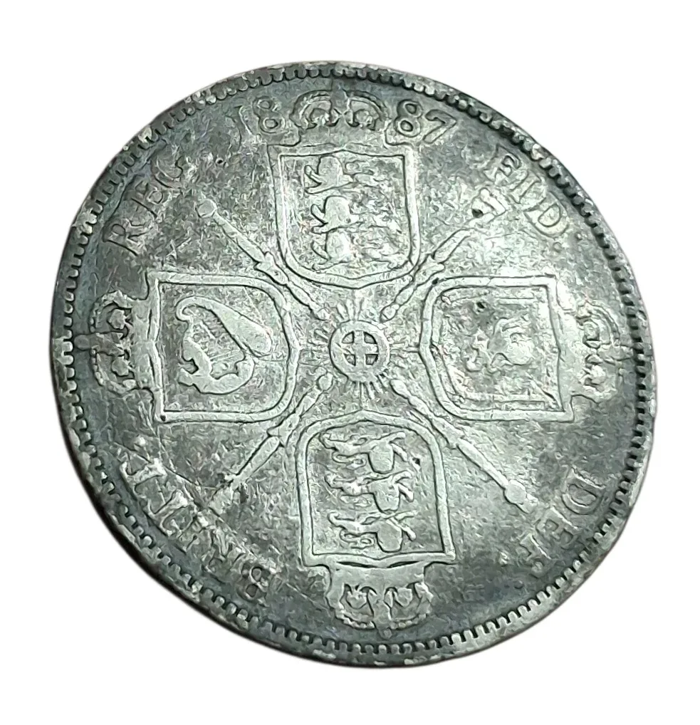 UNITED KINGDOM Silver ONE FLORIN Year 1887 Queen VICTORIA **V.RARE** Collectable Grade.