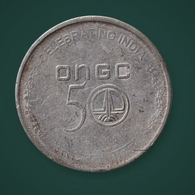 Rare 5 Rupees 2006 ONGC 50 Years Celebrating India Commemorative Republic of India Coinage India Coin # A844