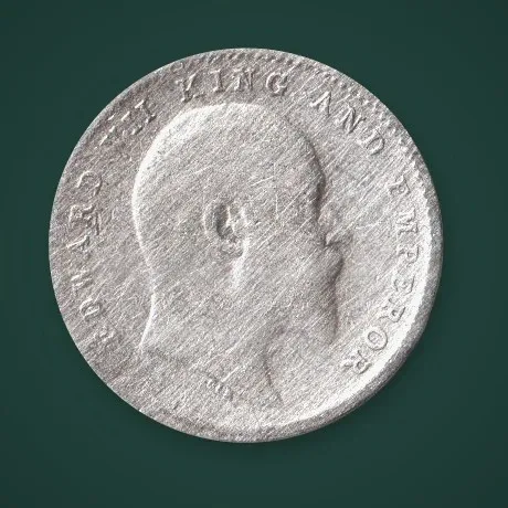 Rare 2 Annas 1910 King Edward VII Calcutta Mint British India Silver Coin # A825