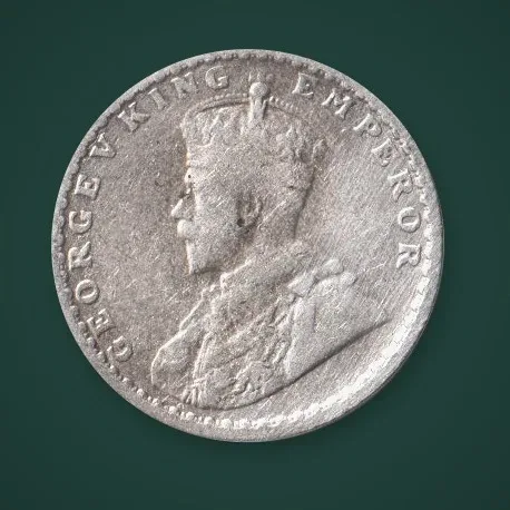 Rare 2 Annas 1917 King George V Silver Calcutta Mint British India Coin # A836