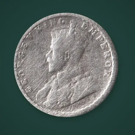 Rare 2 Annas 1917 King George V Silver British India Coin # A837