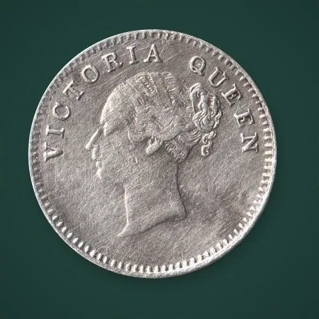 Rare 2 Annas 1841 Queen Victoria East India Company Silver British India Coin # A841