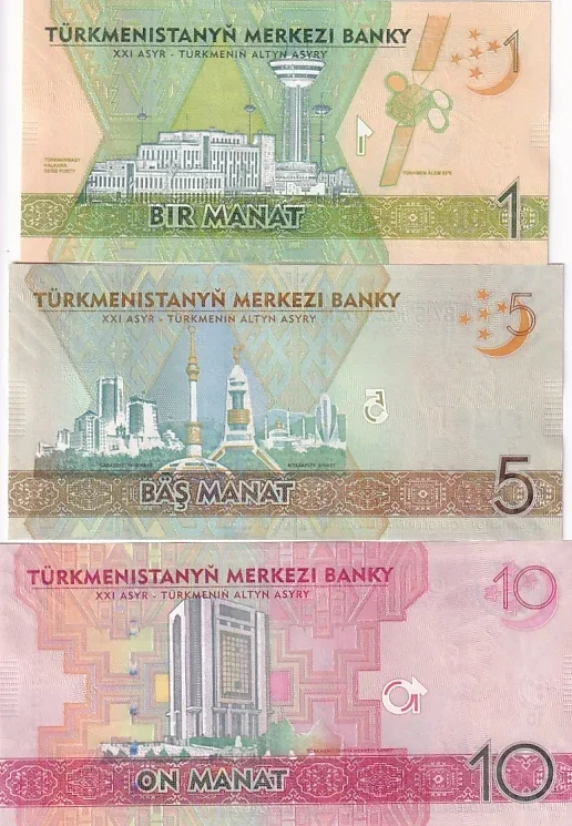 1 5 10 20 50 100 Manat of Turkmenistan 2020 Complete UNC Banknote Set